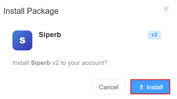 Connex Store marketplace showing the Siperb app and Install button