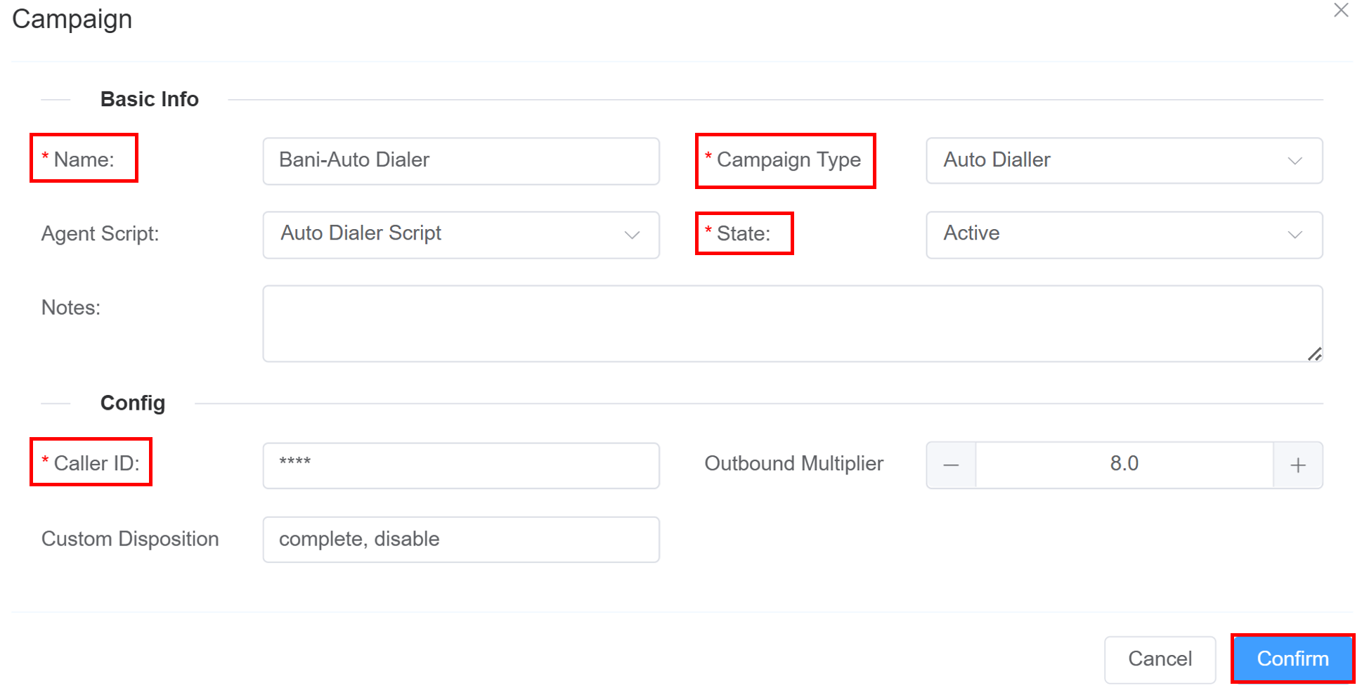 Auto Dialer Campaign Configuration
